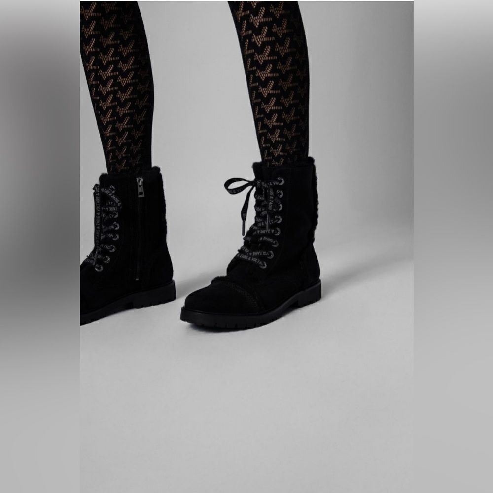 Zadig & Voltaire boots Joe black suede shearling combat boots new with box 40/9 - Picture 5 of 17